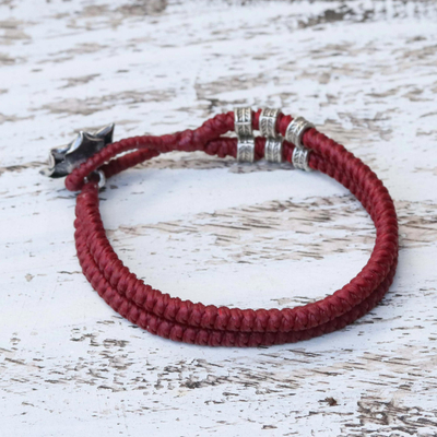 Silbernes Armband - Karen Silver Rose Armband in Rot aus Thailand