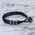 Pulsera de pulsera de plata - Brazalete Karen Silver Rose Wristband en negro de Tailandia
