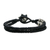 Silver wristband bracelet, 'Rosy Karen in Black' - Karen Silver Rose Wristband Bracelet in Black from Thailand