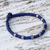 Silver accented wristband bracelet, 'Good Living in Blue' - Wristband Bracelet with Karen Silver in Blue from Thailand