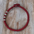 Armband mit silbernen Akzenten, „Living Om in Red“. - Karen Silber Om-Armbandarmband in Rot aus Thailand