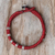 Silver accented wristband bracelet, 'Living Together in Red' - Double Strand Wristband Bracelet with Karen Silver in Red