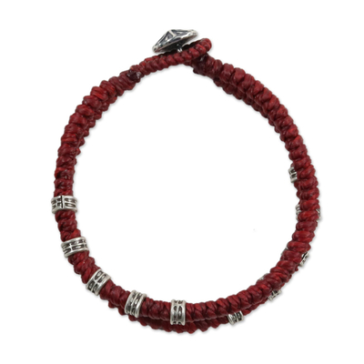 Armband mit silbernem Akzent - Doppelstrang-Armband mit Karen-Silber in Rot