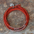 Silver accented wrap bracelet, 'Orange Hill Tribe Sweetheart' - Hill Tribe Silver and Orange Cord Wrap Bracelet (21 Inches)
