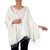 Silk shawl, 'Afternoon Breeze' - Handwoven Fringed Silk Shawl in Ivory from Thailand thumbail