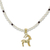 Gold plated cultured pearl and garnet pendant necklace, 'Radiant Capricorn' - Gold Plated Cultured Pearl and Garnet Capricorn Necklace (image 2a) thumbail