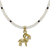 Gold plated cultured pearl and garnet pendant necklace, 'Radiant Aries' - Gold Plated Cultured Pearl and Garnet Aries Necklace thumbail