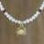 Gold plated cultured pearl and garnet pendant necklace, 'Radiant Cancer' - Gold Plated Cultured Pearl and Garnet Cancer Necklace thumbail