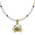 Gold plated cultured pearl and garnet pendant necklace, 'Radiant Cancer' - Gold Plated Cultured Pearl and Garnet Cancer Necklace (image 2a) thumbail