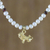 Gold plated cultured pearl and garnet pendant necklace, 'Radiant Leo' - Gold Plated Cultured Pearl and Garnet Leo Pendant Necklace (image 2) thumbail