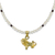 Gold plated cultured pearl and garnet pendant necklace, 'Radiant Leo' - Gold Plated Cultured Pearl and Garnet Leo Pendant Necklace thumbail