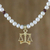 Gold plated cultured pearl and garnet pendant necklace, 'Radiant Libra' - Gold Plated Cultured Pearl and Garnet Libra Pendant Necklace thumbail