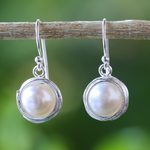 Cultured pearl dangle earrings, 'Pearl Radiance' - Cultured Pearl Dangle Earrings from Thailand