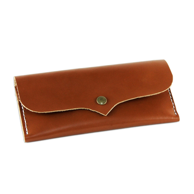 Leather wallet, 'Simple Traveler in Chestnut' - Handcrafted Leather Wallet in Chestnut from Thailand