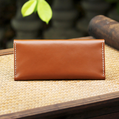 Leather wallet, 'Simple Traveler in Chestnut' - Handcrafted Leather Wallet in Chestnut from Thailand