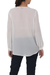 Lace accent blouse, 'Noble Grace in Eggshell' - Polyester Long Sleeve Tie Neck Blouse from Thailand