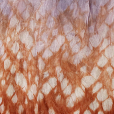 Schal aus Viskosemischung - Batik-Schal aus Viskosemischung in Rotbraun und Iris aus Thailand