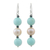 Multi-gemstone dangle earrings, 'Peach Center' - Cultured Pearl and Quartz Multi-Gem Earrings from Thailand thumbail