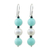 Multi-gemstone dangle earrings, 'White Center' - Cultured Pearl and Quartz Multi-Gem Earrings from Thailand thumbail