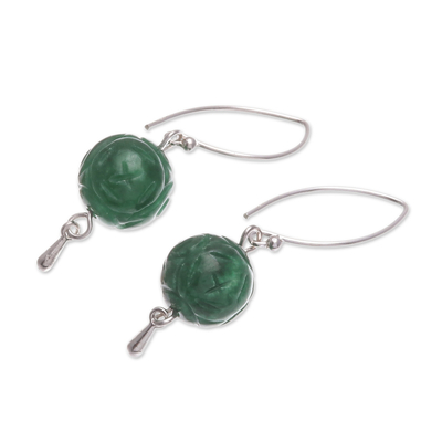 Quartz dangle earrings, 'Luxurious Chiang Mai' - Green Quartz and Sterling Silver Earrings from Thailand