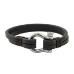 Leather wristband bracelet, 'Sleek Movement in Brown' - Handcrafted Brown Leather Wristband Bracelet from Thailand