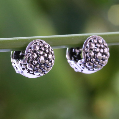 Sterling silver huggie hoop earrings, 'Fun Life' - 925 Silver Huggie Hoop Earrings Artisan Crafted in Thailand