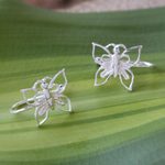Sterling silver ear cuffs, 'Demure Butterflies' - 925 Silver Butterfly Ear Cuffs Artisan Crafted in Thailand