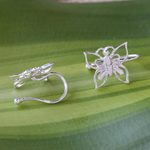Sterling silver ear cuffs, 'Demure Butterflies' - 925 Silver Butterfly Ear Cuffs Artisan Crafted in Thailand