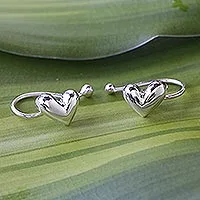 Sterling silver ear cuffs, 'Demure Hearts'