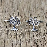 Ear cuffs de plata de ley, 'Eternal Trees' - Ear Cuffs de árbol de plata de ley hechos a mano en Tailandia