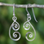 Sterling silver dangle earrings, 'Lanna Spirals' - 925 Sterling Silver Artisan Crafted Thai Art Dangle Earrings (image 2) thumbail