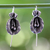 Sterling silver flower drop earrings, 'Butterfly Pea' - Antiqued Sterling Silver Artisan Crafted Flower Earrings