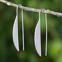 Sterling silver drop earrings, 'Glittering Half-Moons'
