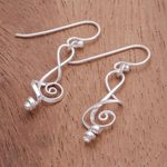 Sterling silver dangle earrings, 'Melody in Me' - Clef Note Sterling Silver Music-themed Handmade Earrings