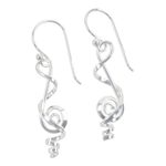 Sterling silver dangle earrings, 'Melody in Me' - Clef Note Sterling Silver Music-themed Handmade Earrings