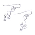 Sterling silver dangle earrings, 'Melody in Me' - Clef Note Sterling Silver Music-themed Handmade Earrings
