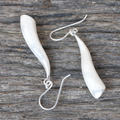 Sterling silver dangle earrings, 'River in Chiang Mai' - Handcrafted Thai Sterling Silver Dangle Earrings