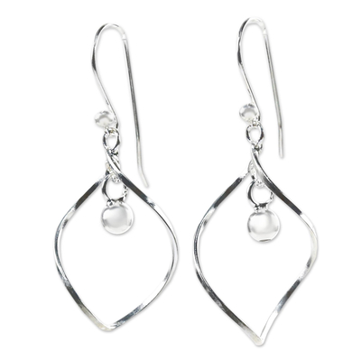 Sterling silver dangle earrings, 'Twisting Bloom' - Sterling Silver Twisting Dangle Earrings from Thailand