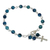 Blue agate beaded bracelet, 'Cross by the Sea' - Blue Agate and Sterling Silver Cross Bracelet from Thailand (image 2a) thumbail