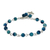 Blue agate beaded bracelet, 'Cross by the Sea' - Blue Agate and Sterling Silver Cross Bracelet from Thailand (image 2d) thumbail