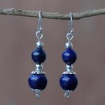 Lapis lazuli dangle earrings, 'Blue Grandeur' - Lapis Lazuli Artisan Crafted Earrings with Sterling Silver