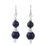 Lapis lazuli dangle earrings, 'Blue Grandeur' - Lapis Lazuli Artisan Crafted Earrings with Sterling Silver
