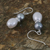 Cultured pearl dangle earrings, 'Luxurious Grey Glam' - Artisan Crafted Grey and White Cultured Pearl Hook Earrings