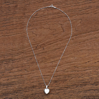 Collar de medallón de plata esterlina - Collar con medallón de corazón de plata de ley hecho a mano