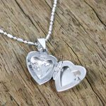 Sterling silver locket necklace, 'Loving Mother' - Handcrafted Sterling Silver Heart Locket Necklace