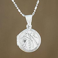 Sterling silver locket necklace, 'Always Love Me' - Handcrafted Sterling Silver Locket Necklace from Thailand