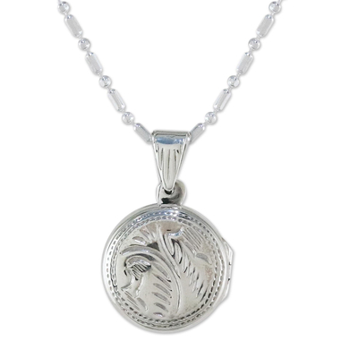 Sterling silver locket necklace, 'Always Love Me' - Handcrafted Sterling Silver Locket Necklace from Thailand