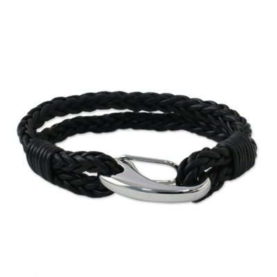 Two-Strand Leather Wristband Bracelet from Thailand