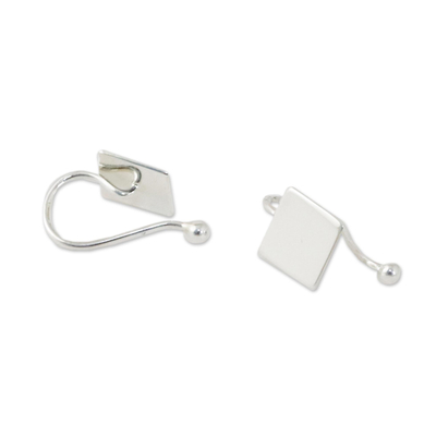 Sterling silver ear cuffs, 'Square Shimmer' - Sterling Silver Square-Shaped Ear Cuffs from Thailand