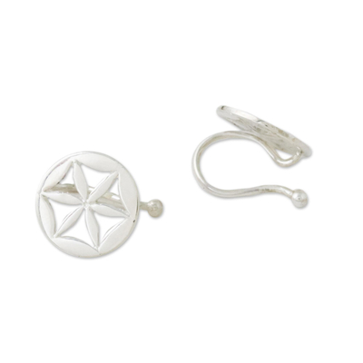 Ear cuffs de plata de ley - Ear Cuffs circulares en forma de estrella de plata esterlina de Tailandia